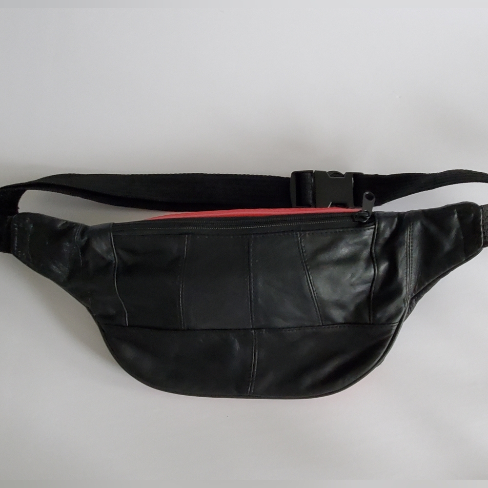 Vintage leather hip pack / fanny pack / crossbody bag American flag - Picture 6 of 9